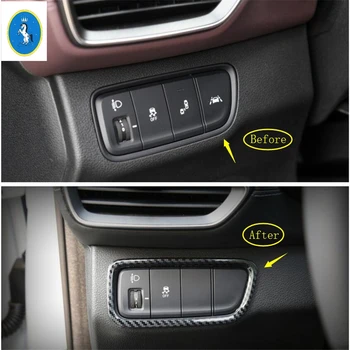 Автоаксессуары Передние фары Кнопка включения лампы Накладка из углеродного волокна ABS Подходит для Hyundai Santa Fe 2019-2021