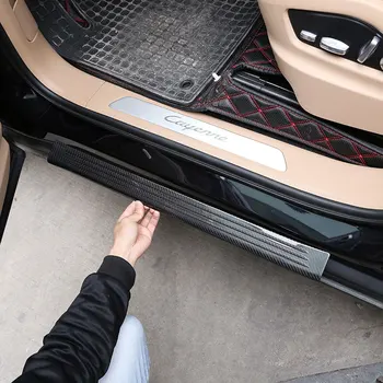 Для Porsche Cayenne 18-23 из настоящего углеродного волокна внутри и снаружи Автомобиля Защитная накладка на порог Накладка Наклейки Автомобильные аксессуары