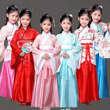 Древнекитайский костюм Для детей, платье Семи Фей Ханфу, одежда для народных танцев, китайское традиционное платье для девочек
