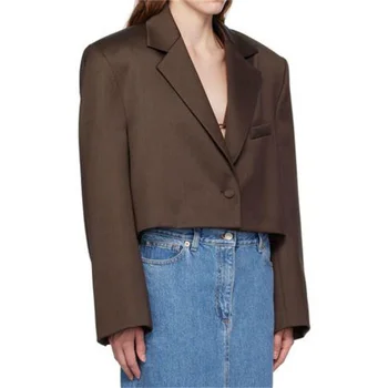 Женская куртка 2023, Осенняя новинка корейской моды, Приталенный женский костюм на одной пуговице, пальто, Высококачественный топ с длинными рукавами, блейзеры y2k