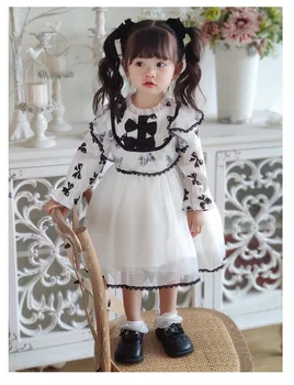 Испанские Винтажные Готические Белые Платья для Маленьких девочек, Костюм Горничной в готическом стиле для Детей, Милое Кавайное Платье Принцессы для Девочек, Vestidos