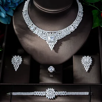 Модный Ювелирный набор для девочек, привлекательные свадебные украшения для новобрачных, наборы подвесок Со сверкающими кристаллами циркония N-1149