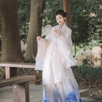 Оригинальная женская одежда Hanfu по индивидуальному заказу, плиссированная юбка-тройка эпохи Мин с воротником-стойкой и косой шалью-кардиганом