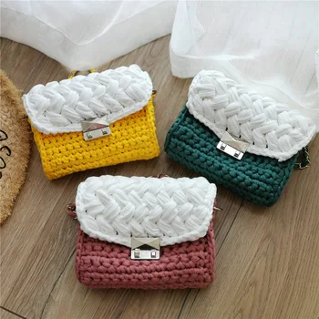 Тканая сумка через плечо в полоску из ткани Hyunya, выполненная в том же стиле, маленькая шерстяная сумка с ароматным ветром на ручном крючке