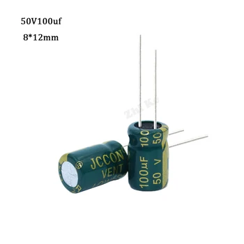 20 шт./лот высокочастотный низкоомный 50 В 100 мкФ алюминиевый электролитический конденсатор Размер 8 *12 100 мкФ 20%