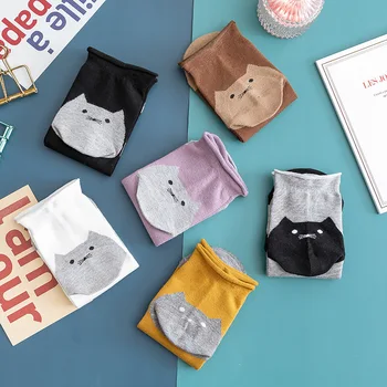 2020 Модные Носки с кошками для женщин и девочек, Осенние женские носки для завивки, Милые носки