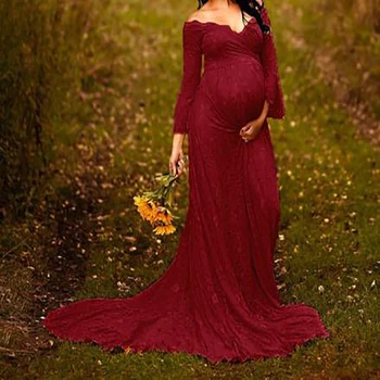 2022 Одежда для беременных, Детское Платье Для Душа Для Женщин, Кружевное Платье с V-образным вырезом, Макси-Хвост, Развевающиеся Платья Для Беременных Для Фотосъемки