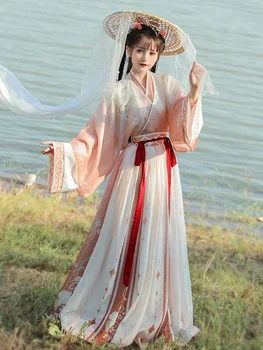 2022 Традиционное Женское платье Ханфу с Цветочным Рисунком, Древнекитайский костюм, Красивый танцевальный Халат Hanfu Originale, платье принцессы Династии Тан