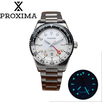 2023 Proxima PX1712 GMT Мужские Деловые Часы Класса Люкс с пузырьковым зеркалом, Сапфировые Винтажные Люминесцентные Автоматические Механические Часы BGW9 20Bar