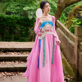 2023, летнее новое платье в китайском национальном стиле, женская юбка-трапеция, этнический стиль, вышитый цветок, ретро-платье без рукавов g889