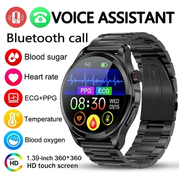 2023 Новые ЭКГ + PPG Неинвазивные Смарт-Часы с уровнем глюкозы в крови, Мужские Bluetooth-Часы с Вызовом, Смарт-Часы Для Здоровья, Сердечный Ритм, Android IOS