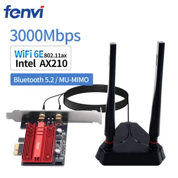 3000 Мбит/с WiFi6E Intel AX210 Bluetooth 5,2 Двухдиапазонная карта Wi-Fi 2,4 G/5 ГГц 802.11AX/AC PCI-Express Адаптер Настольная Сетевая Беспроводная