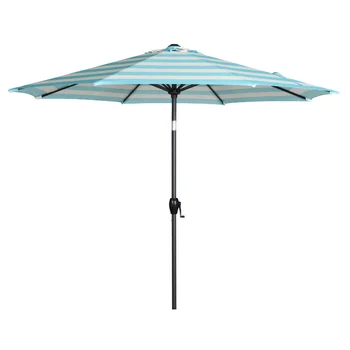 9-футовый зонт Aqua Cabana в полоску, круглый, для улицы, для патио с наклоном, с рукояткой