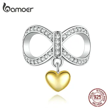 bamoer Infinity Love с шармом в виде сердца для женщин, изготовление ювелирных изделий, Оригинальный браслет, Аксессуары из стерлингового серебра 925 пробы, SCC1300