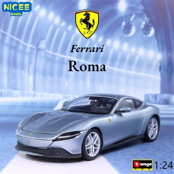Bburago 1:24 Спортивный автомобиль Ferrari Roma с Высокой Имитацией Сплава, Отлитый под давлением Металлический Игрушечный Автомобиль, Коллекция Моделей, Подарки для детей B733