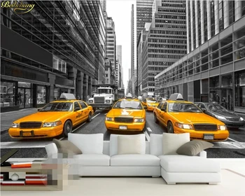 beibehang Нью-Йоркское желтое такси, большая фреска, черно-белый фон для гостиной, спальни, телевизора, 3D обои, персонализированные на заказ