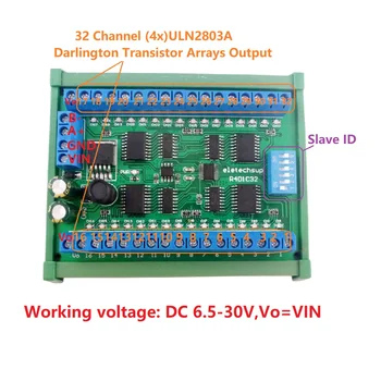 DC 12V 24V 32-Канальный DIN35 C45 Рельсовый блок RS485 Modbus RTU ULN2803A Darlington транзисторный Контроллер PLC Плата расширения ввода-вывода