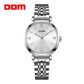 DOM модные женские часы повседневная мода роскошные бриллиантовые римские цифры водонепроницаемый ремешок для плавания из нержавеющей стали G-1341