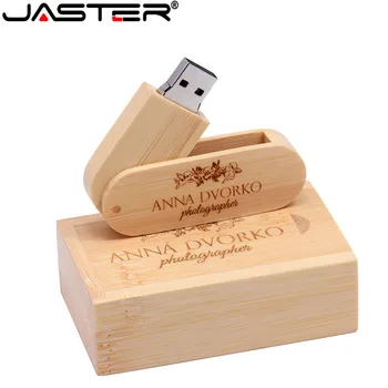 JASTER бесплатный пользовательский логотип Деревянный USB + коробка USB Флэш-накопитель pendrive 64GB 16G 32GB 4GB Memory stick для фотосъемки свадебного подарка