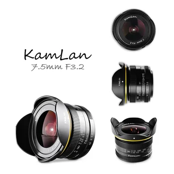 Kamlan 7,5 мм F3.2 С Большой Диафрагмой, Широкоугольный Рыбий Глаз с Фиксированным Фокусом, Беззеркальный Объектив камеры M43-крепление Для камеры Olympus APS-C