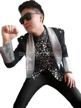 Korea stars black Сшитый на заказ мужской ds dj, певец, танцор, верхняя одежда для выступлений, пальто для джазового шоу, тонкий жакет, костюм