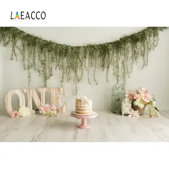 Laeacco Вечеринка по случаю 1-го дня рождения Счастливого ребенка, цветы, фонарь, Деревянный напольный венок, портретный фотографический фон, фотофоны
