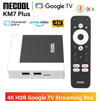 MECOOL KM7 Plus Smart TV Box Android 11 Сертифицированный Google Netflix 4K HDR10 2,4G/5G WIFI TVBOX S905Y4 Медиаплеер телеприставка