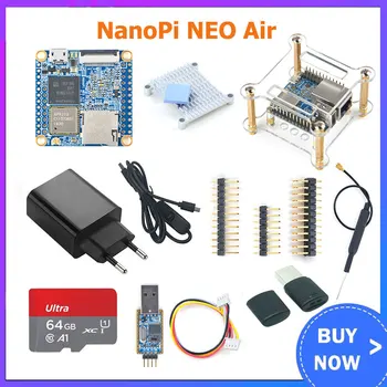 NanoPi NEO Air 512 МБ оперативной памяти, совместимой с Wi-Fi и Bluetooth, 8 ГБ eMMC Allwinner H3 с четырехъядерным процессором Cortex-A7 Дополнительный корпус Радиатор питания