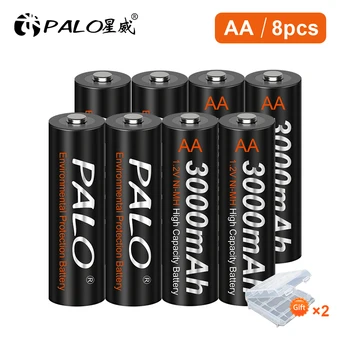 PALO 1,2 В AA Аккумуляторная батарея 3000 мАч A A ni-MH Аккумуляторы для электрической игрушечной машинки, будильника, маленького вентилятора, батареи дистанционного управления