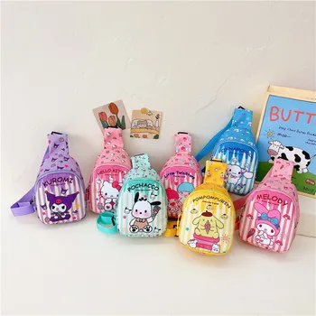 Sanrio Hello Kitty Cinnamoroll Аниме Каваи Нагрудная сумка через плечо Милый Мультфильм Kuromi Повседневная сумка для закусок Игрушки для детей