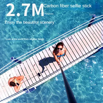 TELESIN Второго поколения 2,7 м Селфи-палка из углеродного волокна для камеры Gopro11/Insta360 Удлинитель