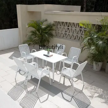 yj Открытый стол-стул, Белый Французский Балкон, Открытый сад, Комбинация чайных столиков из алюминиевого сплава