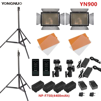 Yongnuo YN900 3200-5500K Двухцветный пульт дистанционного Управления с приложением CRI95 + 54 Вт 7200ЛМ 900 светодиодная панель для Видеосъемки Макияжа + адаптер переменного тока + Комплект аккумуляторов