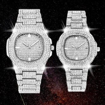 Бесплатный Дропшиппинг Новый 2021 Femme Diamond Мужские Часы Хип-Хоп Кварцевые Часы Для Женщин Iced Out Женские Часы Мужские Наручные Часы