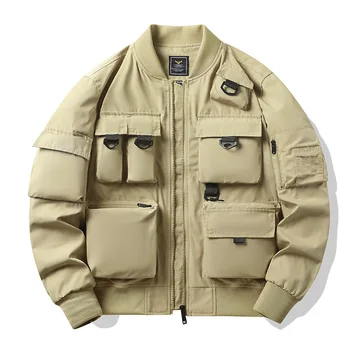 Военные уличные мужские куртки-бомберы с несколькими карманами, Тактическая верхняя одежда на молнии, Модная куртка-пилот, Повседневная бейсбольная куртка 4XL