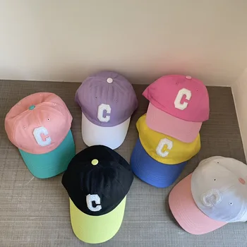 Детская бейсболка, модная сшитая детская шапка с вышитой буквой C, Регулируемая дышащая спортивная шапка, повседневные кепки для малышей