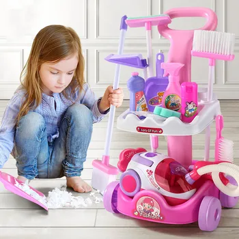 Детская Имитационная игрушка для подметания, набор для чистки, Тележка для инструментов, Детская Игровая уборка дома, Работа по дому, игрушки для раннего образования, подарки