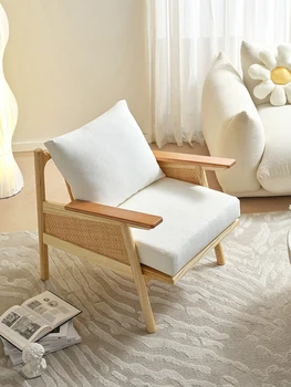Диван-кресло из массива дерева в японском стиле, небольшой шезлонг на балконе, простое кресло для одного человека
