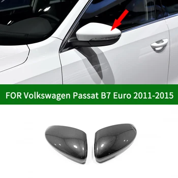 Для Volkswagen VW Passat B7 Евро 2011-2015 Накладка бокового зеркала заднего вида из углеродного волокна, хромированное серебряное зеркало указателя поворота