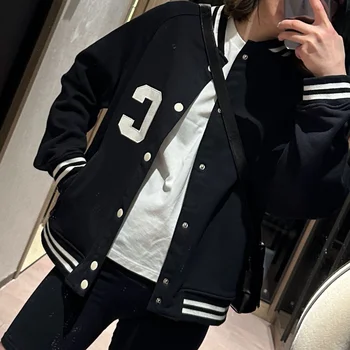 Женская модная университетская куртка высокого класса, оригинальное пальто с вышивкой сзади, Высококачественная бейсбольная форма Унисекс, Весна 2023