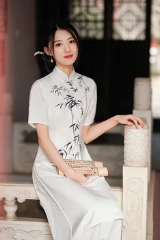 Женская одежда Yourqipao в китайском стиле, ретро, для похудения, Улучшенное Традиционное вьетнамское вечернее платье Cheongsam Ao Dai