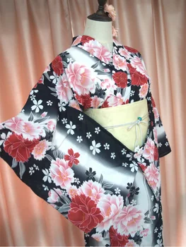 Женское летнее Традиционное Кимоно в Японском стиле, Официальная Юката с Оби, костюм для Косплея, платье для выступлений на сцене