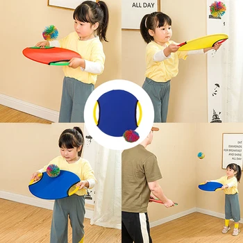 Забавная игрушка с мячом, интерактивные виды спорта на открытом воздухе, легко применяемые родителями и детьми, бросающие детскую игрушку, ракетку, игровой набор для ловли мяча