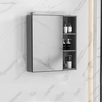 Зеркало для ванной Комнаты в черной Раме, Настенный Компактный Туалетный Столик, Зеркальная Полка Для Ванной Комнаты, Эстетическая Мебель для Комнаты Espelho Para Banheiro