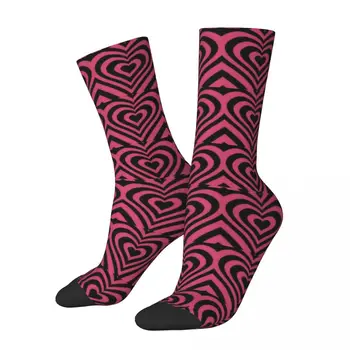 Зимние носки Унисекс с Повторяющимися Сердечками в стиле хип-хоп Happy Socks уличный стиль Crazy Sock
