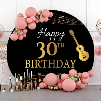 Золотая Гитара 30th Birthday Music Party Circle Backgrounds 4050th Adult Birthday Round Photography Background Фотостудия