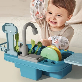 Игрушка для кухонной раковины с краном для проточной воды, аксессуар для детей ясельного возраста