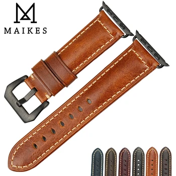 Качественный кожаный ремешок MAIKES для Apple Watch, ремешок 45 мм 41 мм 44 мм 40 мм, серия 7 6 SE 4 3, ремешок для часов, браслет iWatch