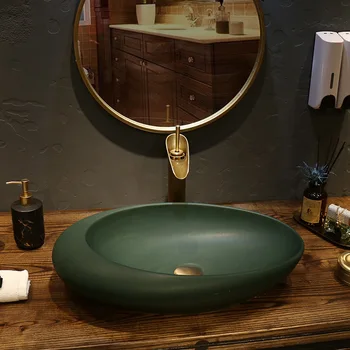 Керамический стол, Умывальник, Ванная комната В европейском стиле, Ванная комната в семье, Художественная раковина для ванной комнаты
