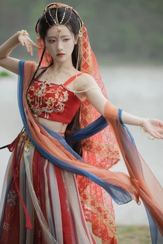 Китайский Женский набор Hanfu с китайской вышивкой, костюм для косплея, наряд для вечеринки, Старинное платье принцессы Феи, винтажное платье Hanfu, Vestido